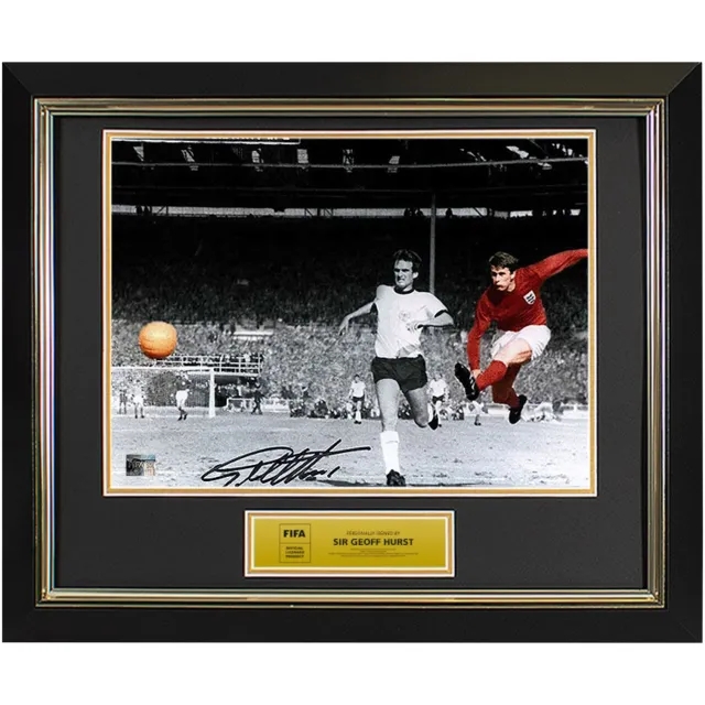 Sir Geoff Hurst Official FIFA World Cup Signed England Photo: 1966 Final Goal - Framed