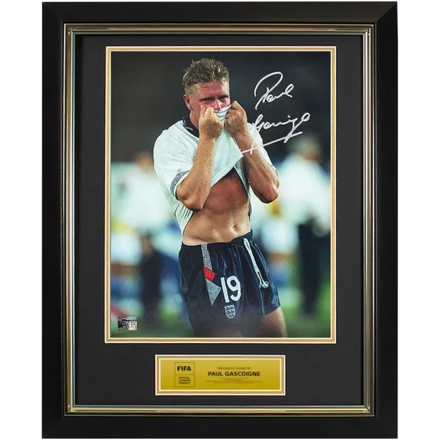 Paul Gascoigne Official FIFA World Cup Signed England Photo: Gazza's Tears - Framed