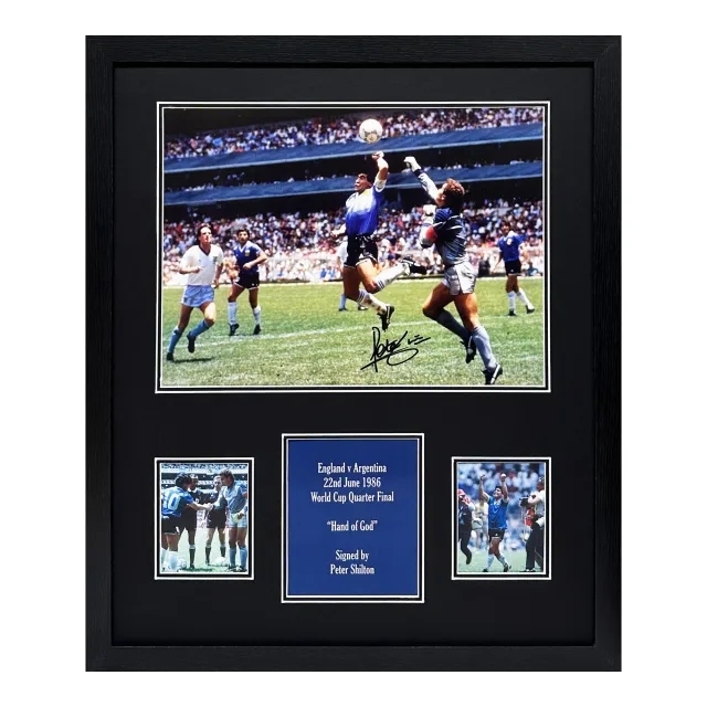Peter Shilton Signed Maradona Hand of God Photo - Framed
