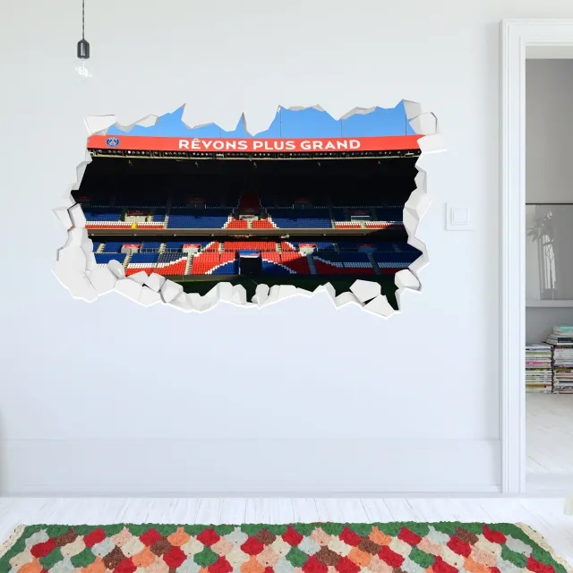 Paris Saint-Germain Stadium Revons Plus Grand Broken Wall Sticker - 90cm x 45cm