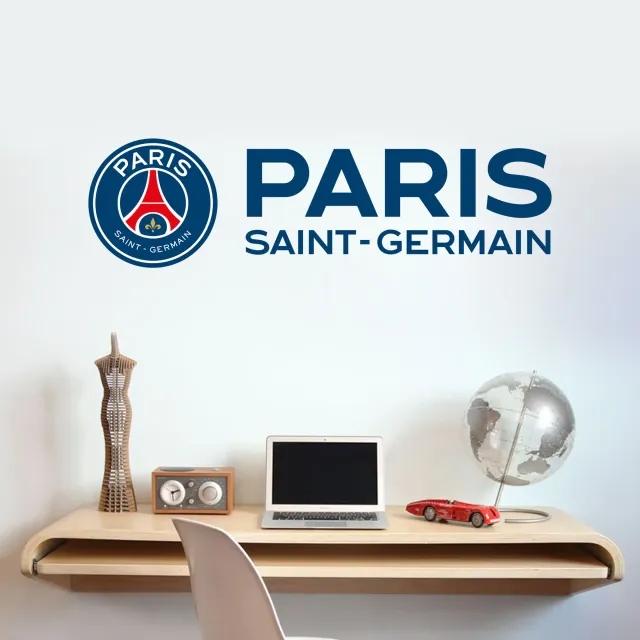 Paris Saint-Germain Crest and Club Name Wall Sticker - 120cm x 35cm