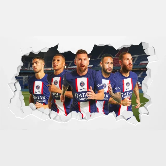 Paris Saint-Germain Player Group Broken Wall Sticker - 60cm x 30cm