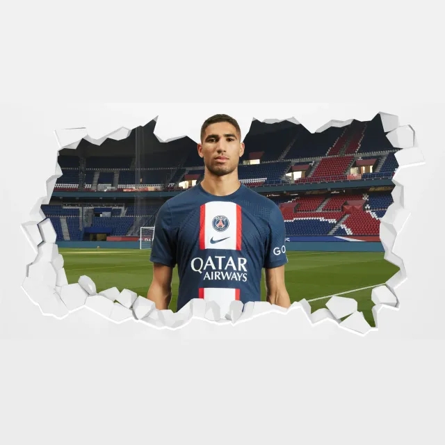 Paris Saint-Germain Hakimi Broken Wall Sticker - 60cm x 30cm