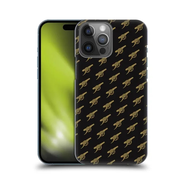 Arsenal Pattern Hard Back Phone Case - Black/Gold - iPhone