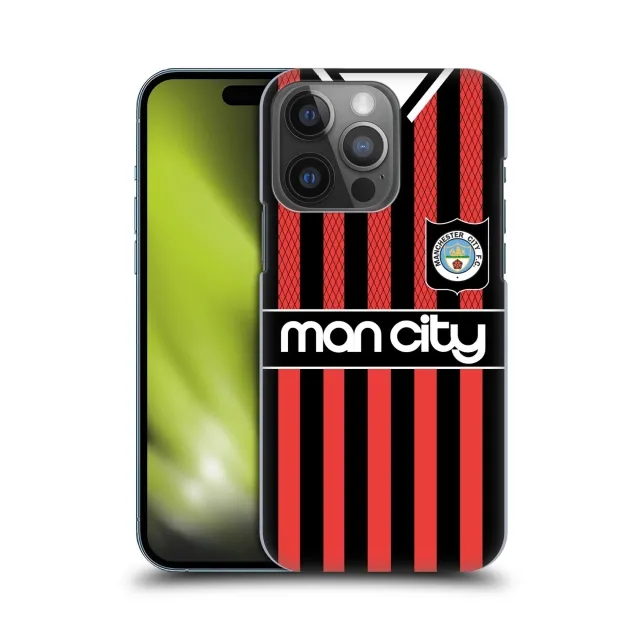 Manchester CIty 1994 Away Retro Kit Hard Back Phone Case - Black/Red - iPhone