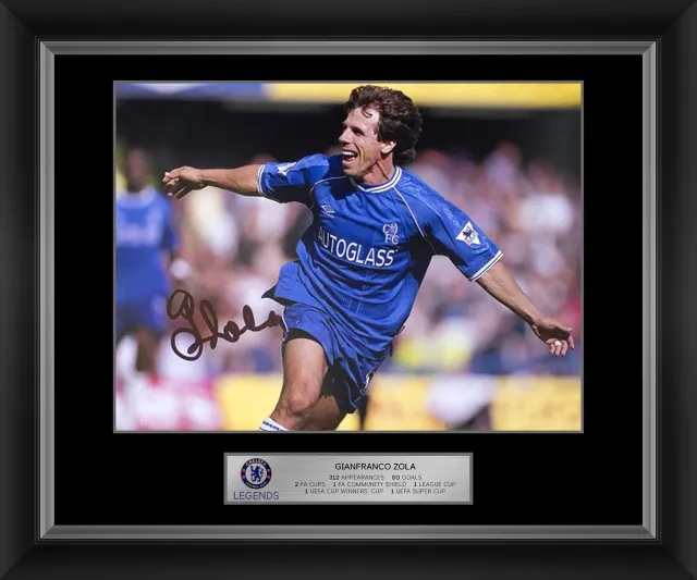 Chelsea Gianfranco Zola Premier League Icon Signed Framed Print