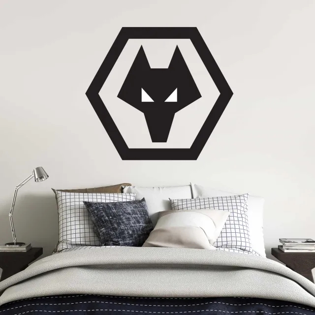 Wolverhampton Wanderers One Colour Black Crest Wall Sticker - 60cm width x 50cm height