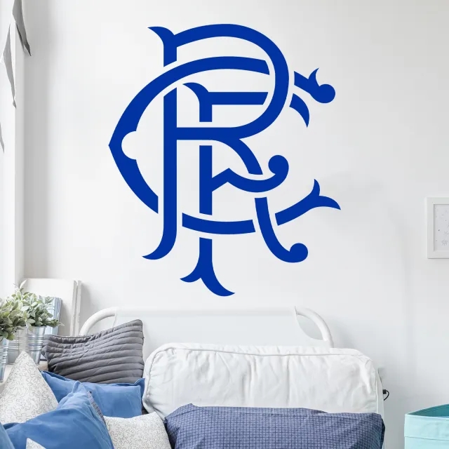 Glasgow Rangers Scroll Crest Blue Wall Sticker - 60cm height x 50cm width