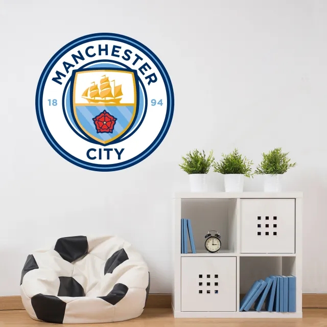 Manchester City Crest Wall Sticker - 60cm height x 60cm width