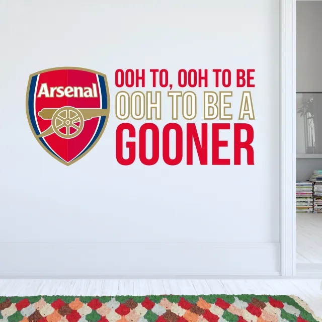 Arsenal Ooh To Be A Gooner Song & Crest Wall Sticker - 90cm width x 40cm height