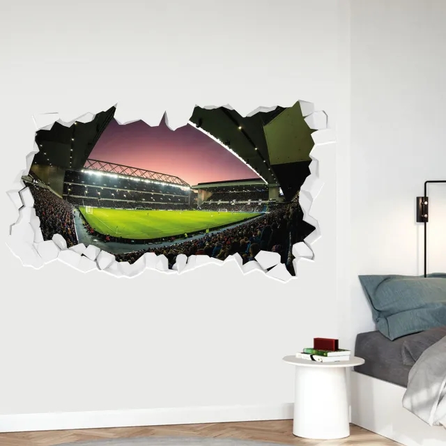 Glasgow Rangers Night Time Match Stadium Broken Wall Sticker - 90cm width x 50cm height