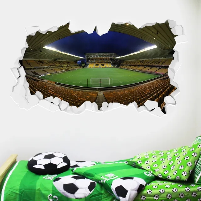 Wolverhampton Wanderers Stadium Broken Wall Sticker - 90cm width x 50cm height