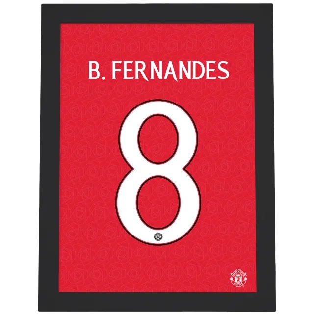 Manchester United Bruno Fernandes Shirt Design Framed Print - A3