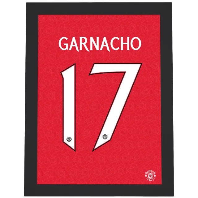 Manchester United Garnacho Shirt Design Framed Print - A3
