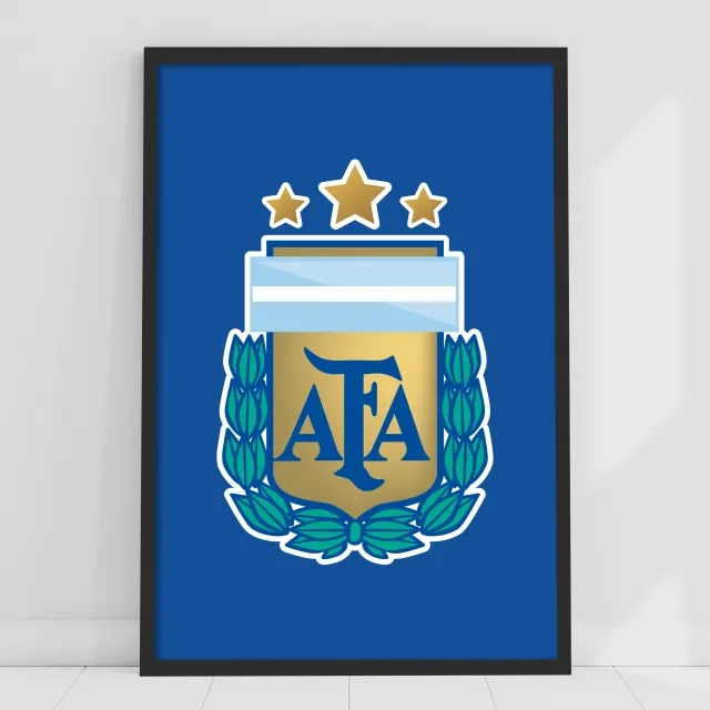 Argentina Crest Dark Blue Background Print - Framed A3