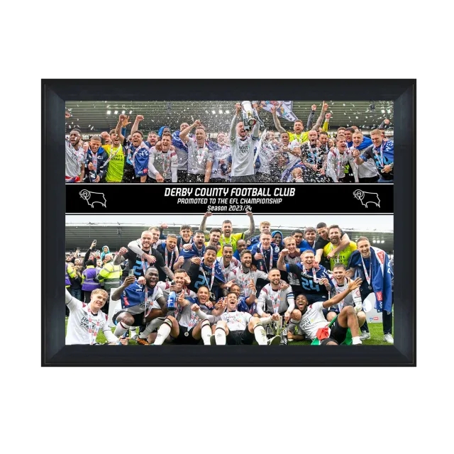 Champion Derby County Promoted 24 Celebration Glass Frame - 8 x 6 inch