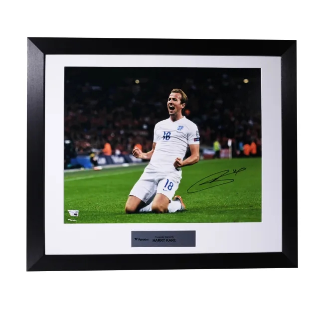 England Harry Kane England Signed 16 x 20 Goal Celebration Print - Framed