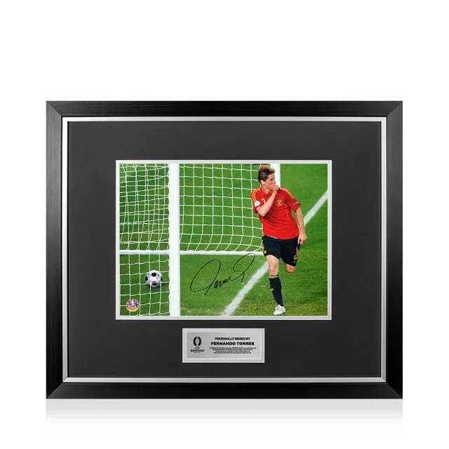 Icons UEFA 2024 Fernando Torres Official Signed and Framed Spain Photo: UEFA EURO 2008 Final Goal