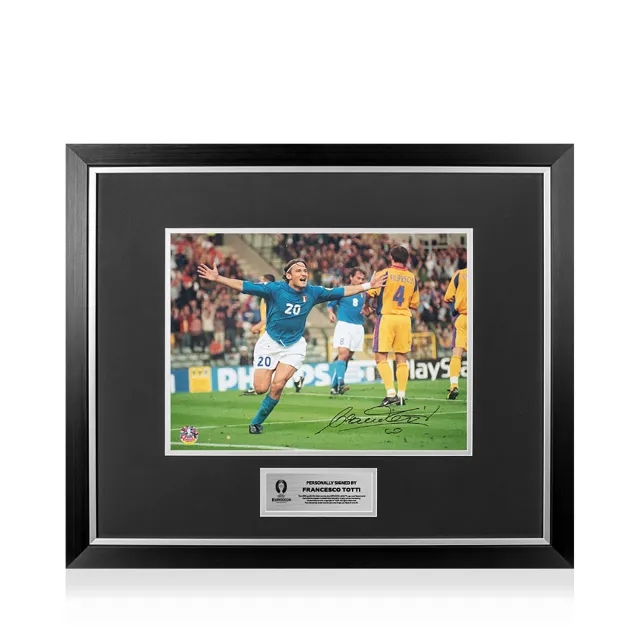 Icons UEFA 2024 Francesco Totti Official Signed and Framed Italy Photo: UEFA EURO 2000 Goal vs Romania