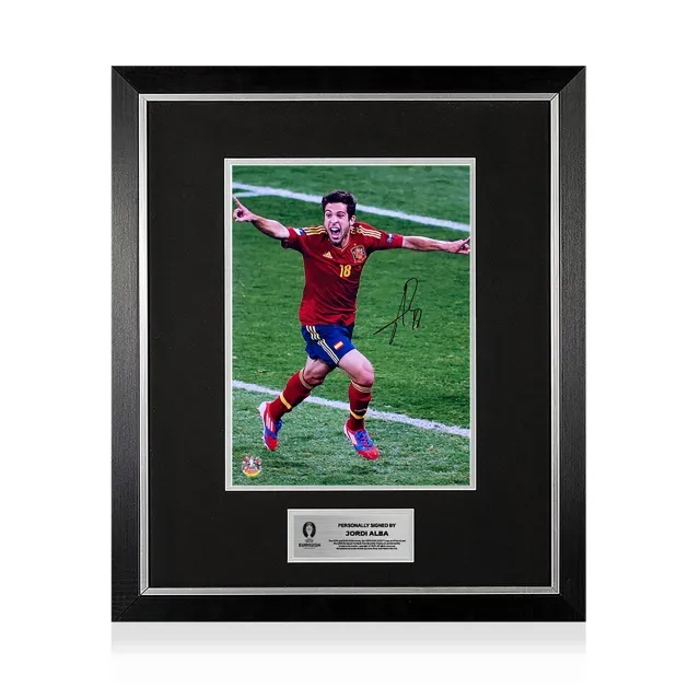 Icons UEFA 2024 Jordi Alba Official Signed and Framed Spain Photo: UEFA Euro 2012 Final Goal