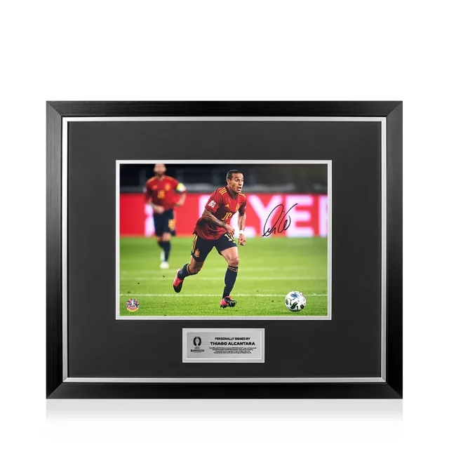 Icons UEFA 2024 Thiago Alcantara Official Signed and Framed Spain Photo: In Action