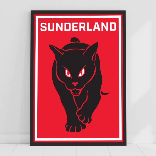 Fanatics Unlabeled Sunderland Black Cat Spot Print - Framed A3