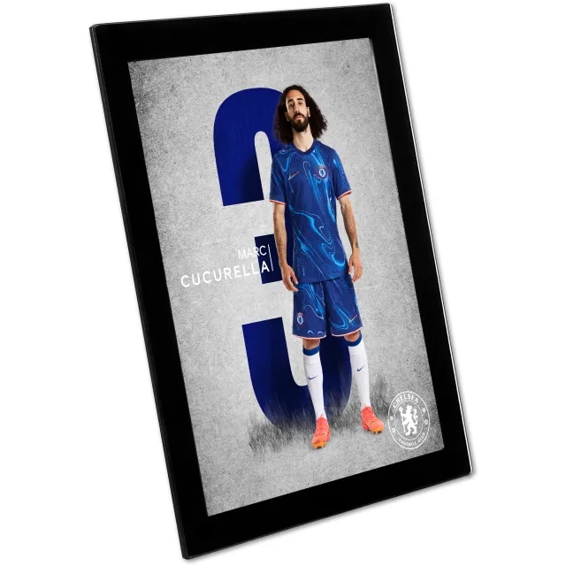 Chelsea Marc Cucurella 2024-25 Print - Glass Frame - 8 x 6 Inch