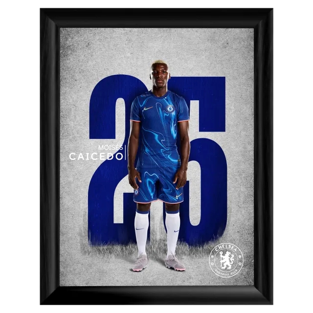 Chelsea Moises Caicedo 2024-25 Print - Framed - 16 x 12 Inch