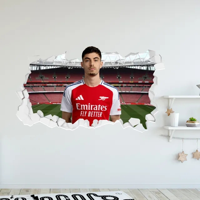 Arsenal Kai Havertz 24-25 Broken Wall Sticker - 90cm width x 50cm Height