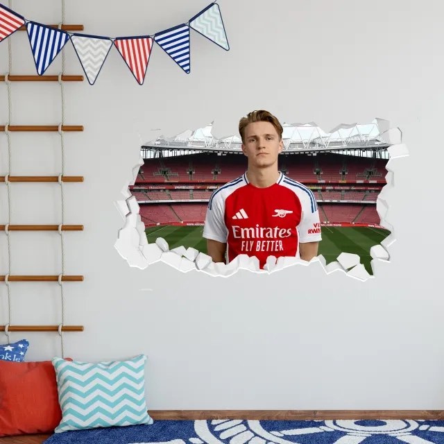 Arsenal Martin Odegaard 24-25 Broken Wall Sticker - 90cm width x 50cm Height