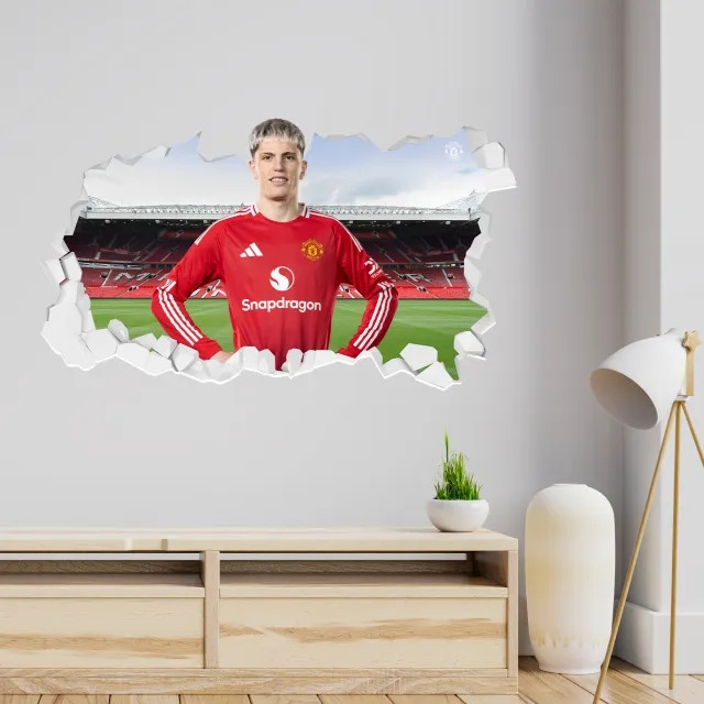 Manchester United Alejandro Garnacho 24-25 Broken Wall Sticker - 90cm width x 50cm height
