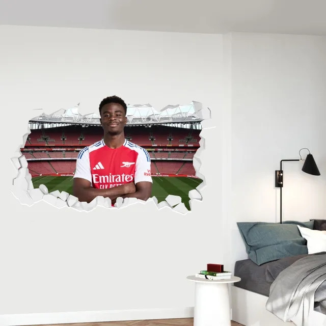 Arsenal Bukayo Saka 24-25 Broken Wall Sticker - 90cm width x 50cm Height