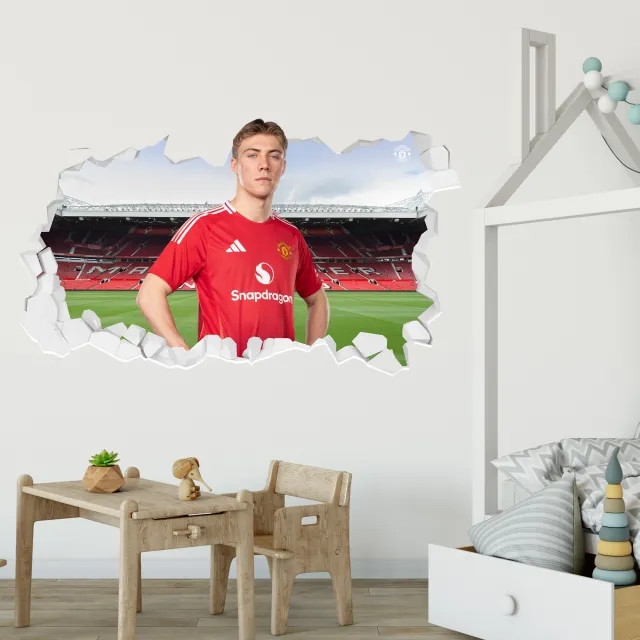 Manchester United Rsmus Hojlund 24-25 Broken Wall Sticker - 90cm width x 50cm height