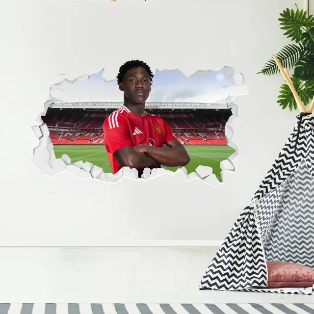 Manchester United Kobbie Mainoo 24-25 Broken Wall Sticker - 90cm width x 50cm height