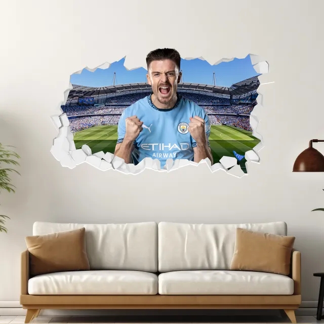 Manchester City Jack Grealish 24-25 Broken Wall Sticker - 90cm width x 50cm Height
