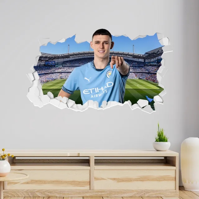 Manchester City Phil Foden 24-25 Broken Wall Sticker - 90cm width x 50cm Height