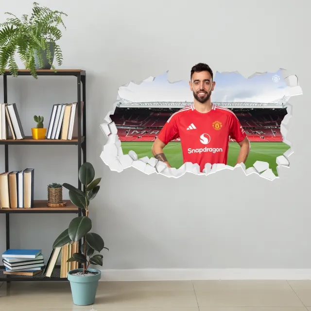 Manchester United Bruno Fernandes 24-25 Broken Wall Sticker - 90cm width x 50cm height