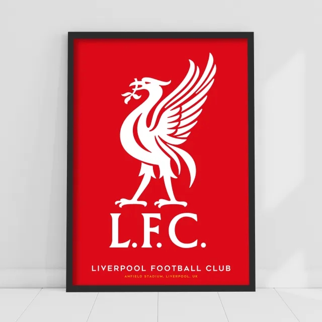 Liverpool Liver Bird Red Background Print - Framed A3