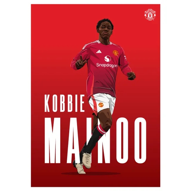 Manchester United Kobbie Mainoo 24-25 Illustration Print - Unframed A3