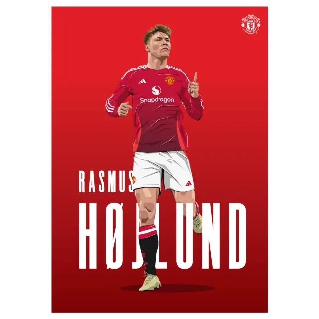 Manchester United Rasmus Hojlund 24-25 Illustration Print - Unframed A3