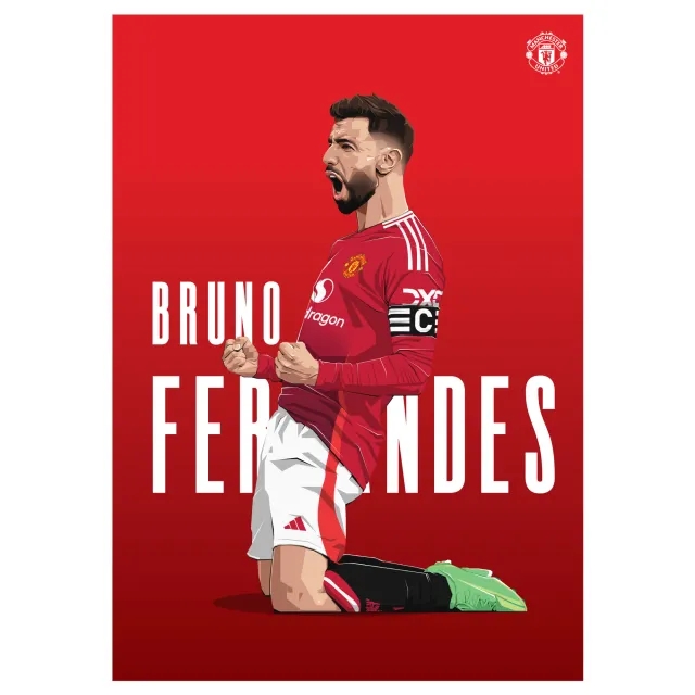 Manchester United Bruno Fernandes 24-25 Illustration Print - Unframed A2