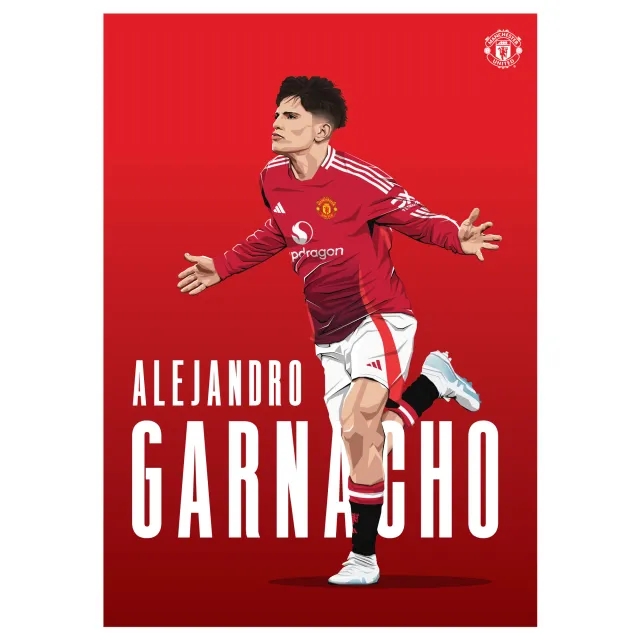 Manchester United Alejandro Garnacho 24-25 Illustration Print - Unframed A2