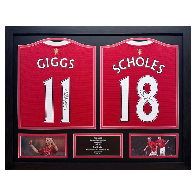 Giggs & Scholes Signed Shirts - Framed