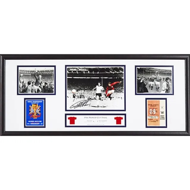 Geoff Hurst Signed 1966 Storyboard Photo - Framed
