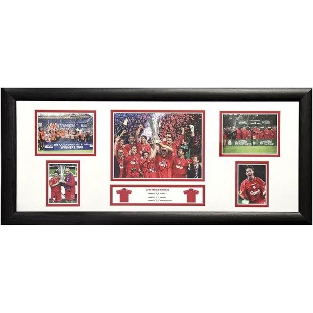 Robbie Fowler Signed 2001 Treble Storyboard - Framed