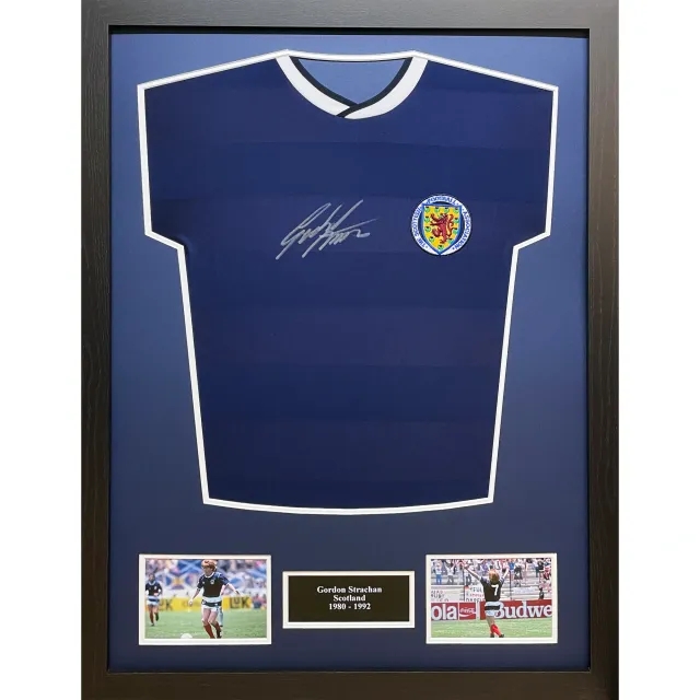 Gordon Strachan Signed Scotland 1986 Shirt - Framed