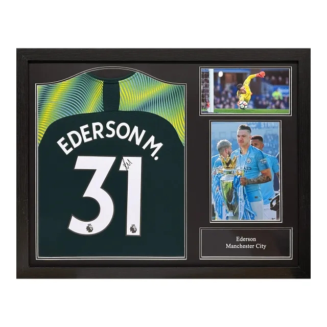 Ederson signed shirt - Framed