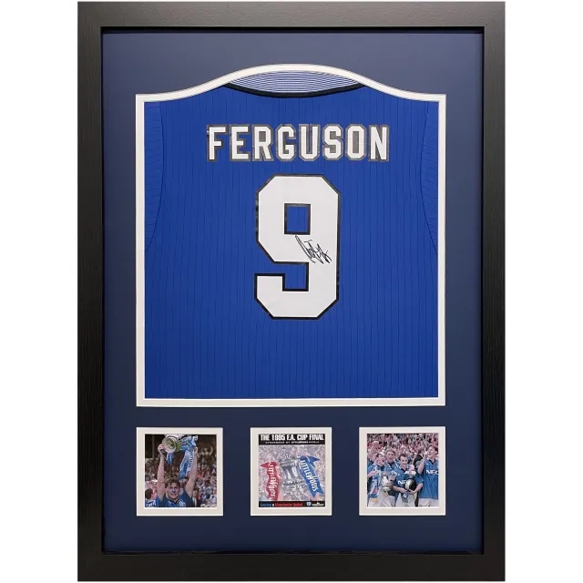 Umbro Duncan Ferguson Signed #9 Everton Shirt - Framed