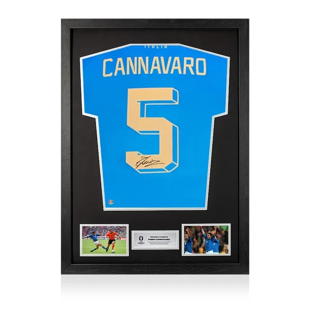 Icons UEFA 2024 Fabio Cannavaro Back Signed and Framed Italy Modern Shirt