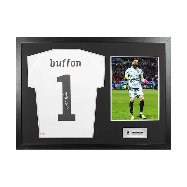 Icons UEFA 2024 MATCH ISSUE Gianluigi Buffon Back Signed and Hero Framed Italy 2010-12 Goalkeeper Shirt